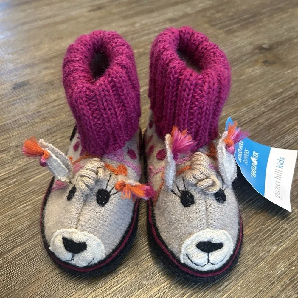 Haflinger Garnet Hill Kids Boiled Wool Llama Slippers Size 05 Toddler New